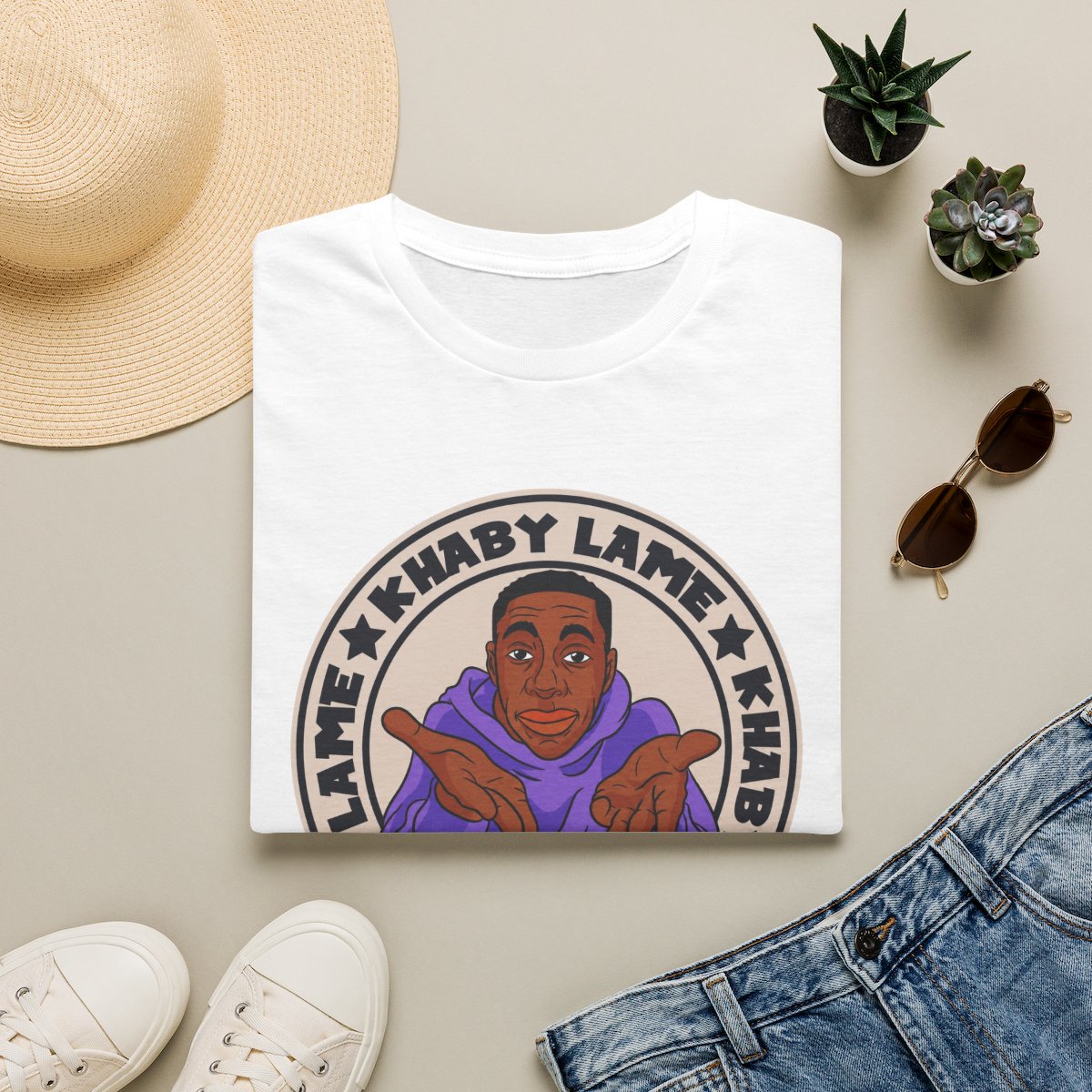 Khaby Lame Illustration T-Shirt | Funny Meme Character Tee | Khaby Lame