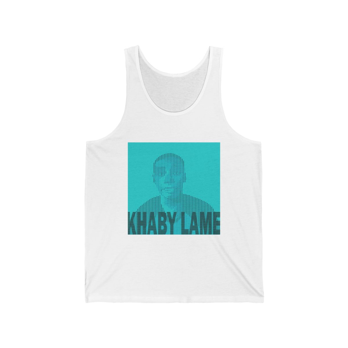 Turquoise Portrait Graphic Tank | Texted Portrait Tank | Khaby Lame - Khaby Lame official Tank Tops merch