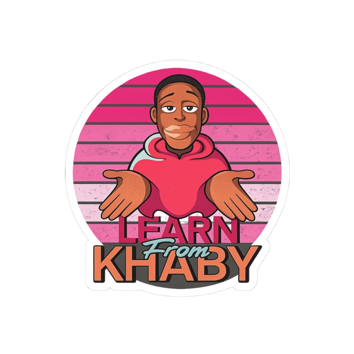 Learn From Khaby Sticker | Kiss-Cut Vinyl Sticker, Viral TikTok Design | Khaby Lame - Khaby Lame official Stickers merch